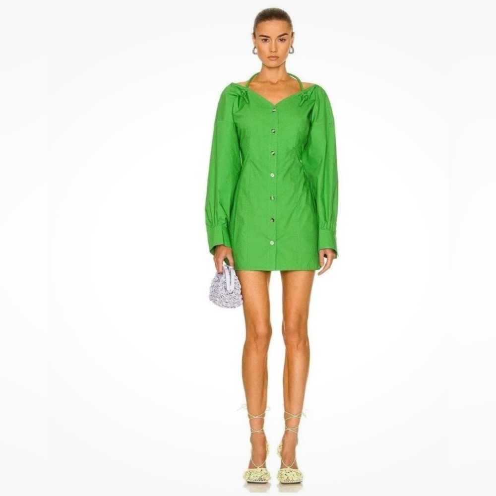 #296 Nanushka Alyssa Green Hamter Mini Dress